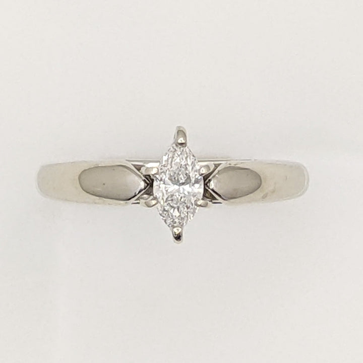 14K WHITE .38 CARAT TOTAL I1 F DIAMOND MARQUISE SOLITAIRE ESTATE RING 5.2 GRAMS