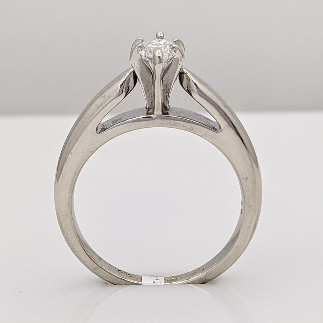 14K WHITE .38 CARAT TOTAL I1 F DIAMOND MARQUISE SOLITAIRE ESTATE RING 5.2 GRAMS