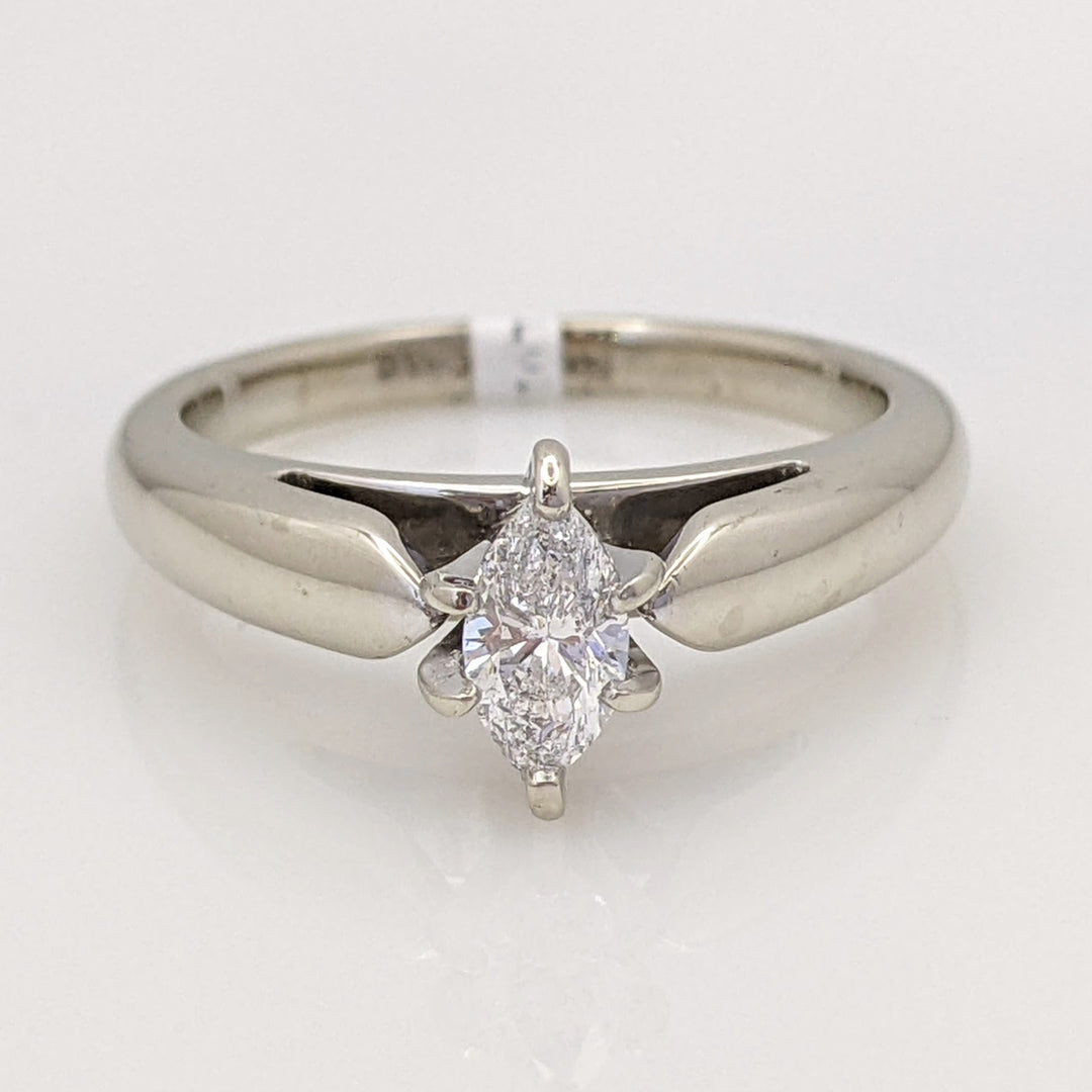 14K WHITE .38 CARAT TOTAL I1 F DIAMOND MARQUISE SOLITAIRE ESTATE RING 5.2 GRAMS