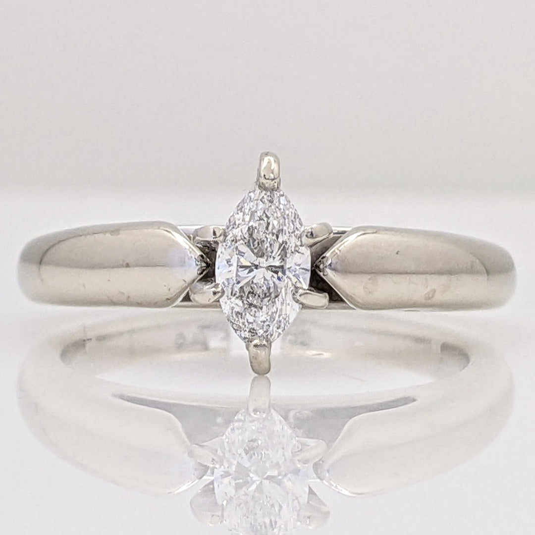 14K WHITE .38 CARAT TOTAL I1 F DIAMOND MARQUISE SOLITAIRE ESTATE RING 5.2 GRAMS