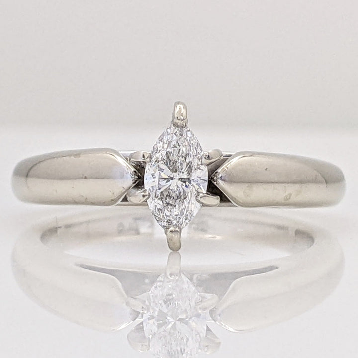 14K WHITE .38 CARAT TOTAL I1 F DIAMOND MARQUISE SOLITAIRE ESTATE RING 5.2 GRAMS