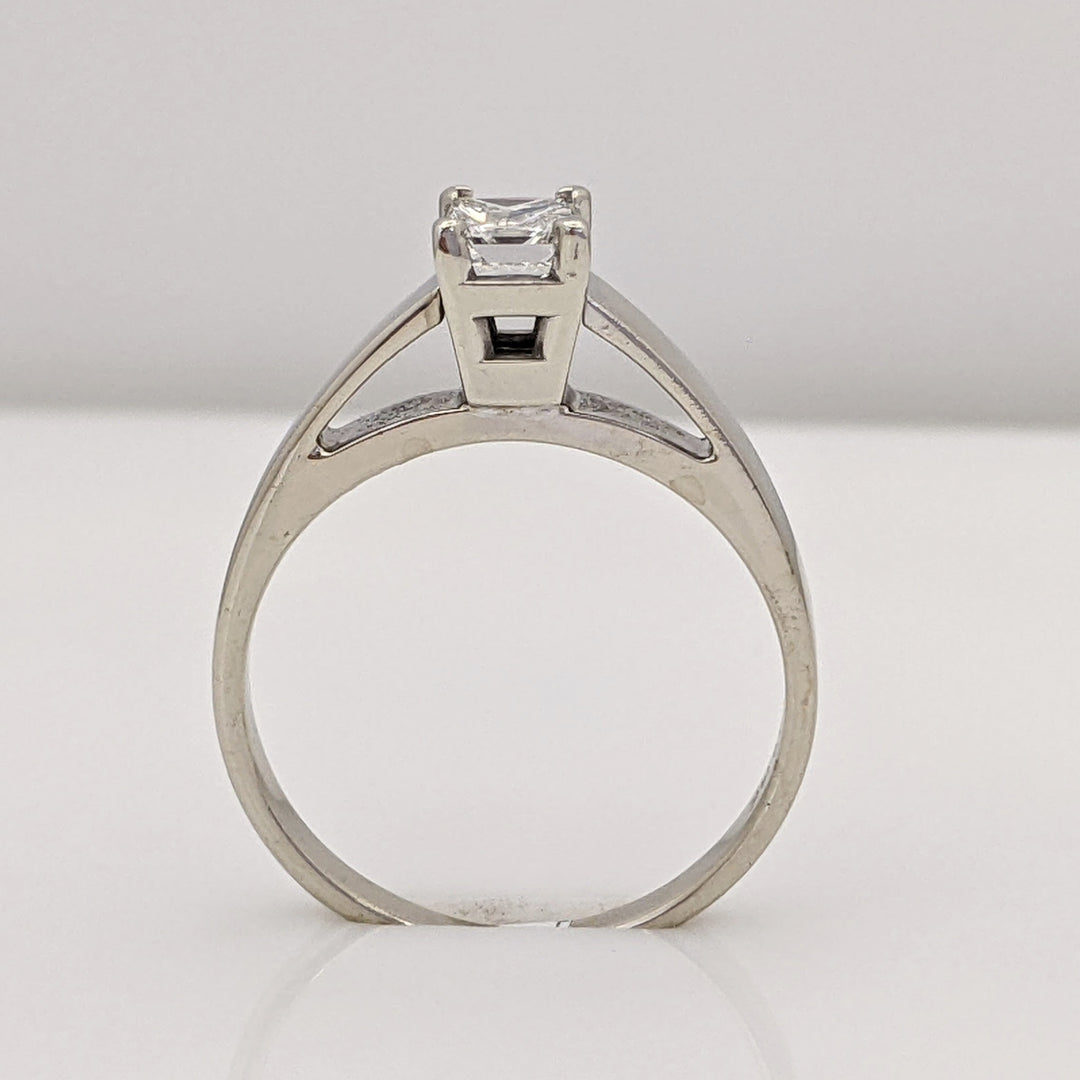 14K WHITE .48 CARAT TOTAL SI2 H PRINCESS CUT DIAMOND RAISED SHANK SOLITAIRE ESTATE RING 3.1G
