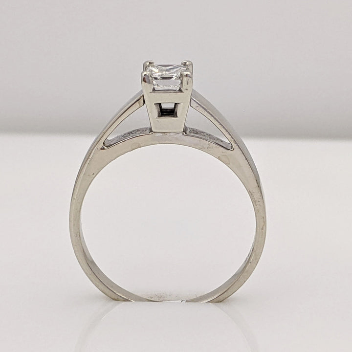 14K WHITE .48 CARAT TOTAL SI2 H PRINCESS CUT DIAMOND RAISED SHANK SOLITAIRE ESTATE RING 3.1G