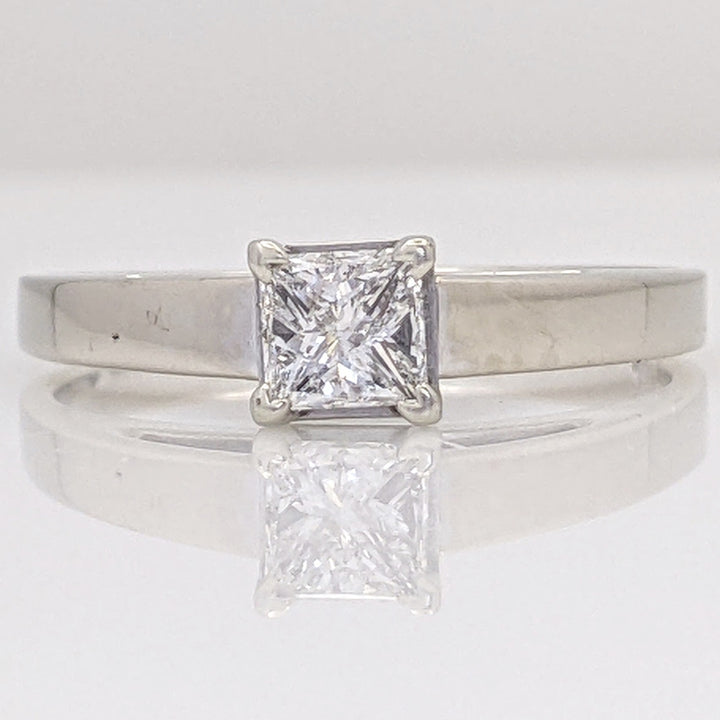 14K WHITE .40 CARAT TOTAL SI2 I DIAMOND PRINCESS CUT ESTATE RING 2.3 GRAMS