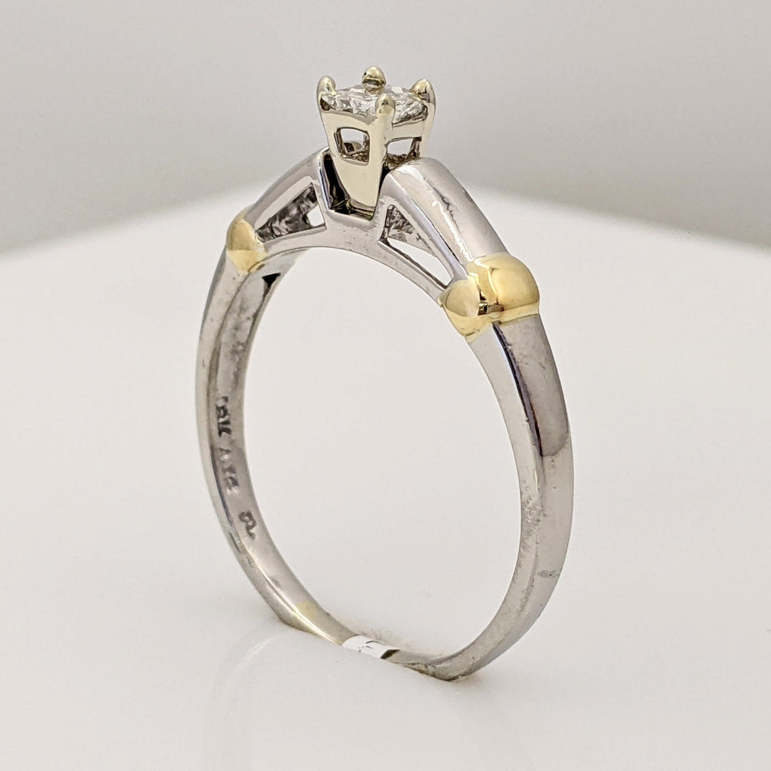 14K TWO-TONE .25 CARAT TOTAL I1 I DIAMOND PRINCESS CUT ESTATE RING 5.3 GRAMS