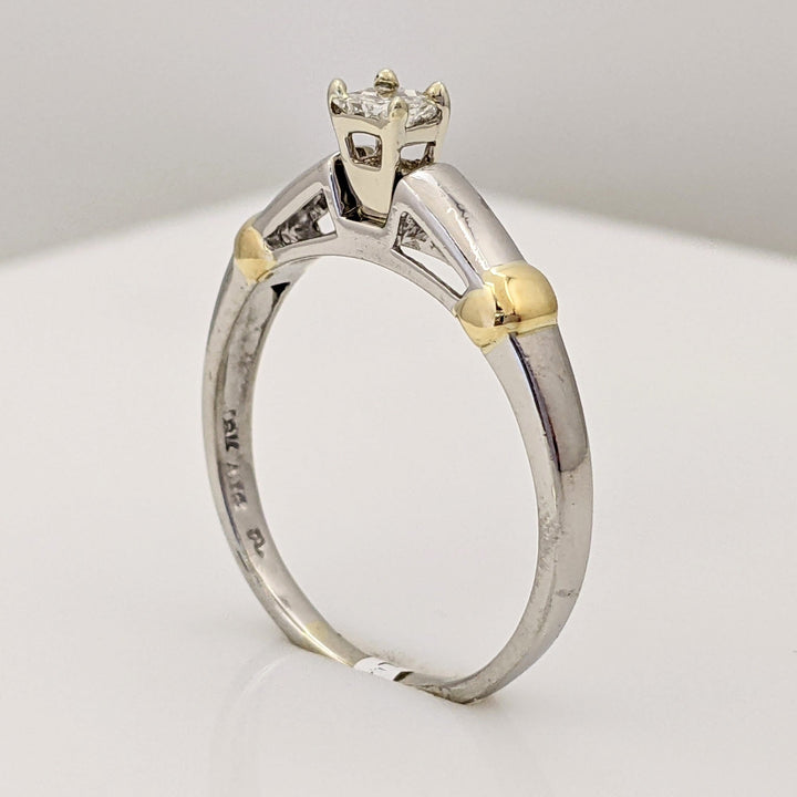 14K TWO-TONE .25 CARAT TOTAL I1 I DIAMOND PRINCESS CUT ESTATE RING 5.3 GRAMS