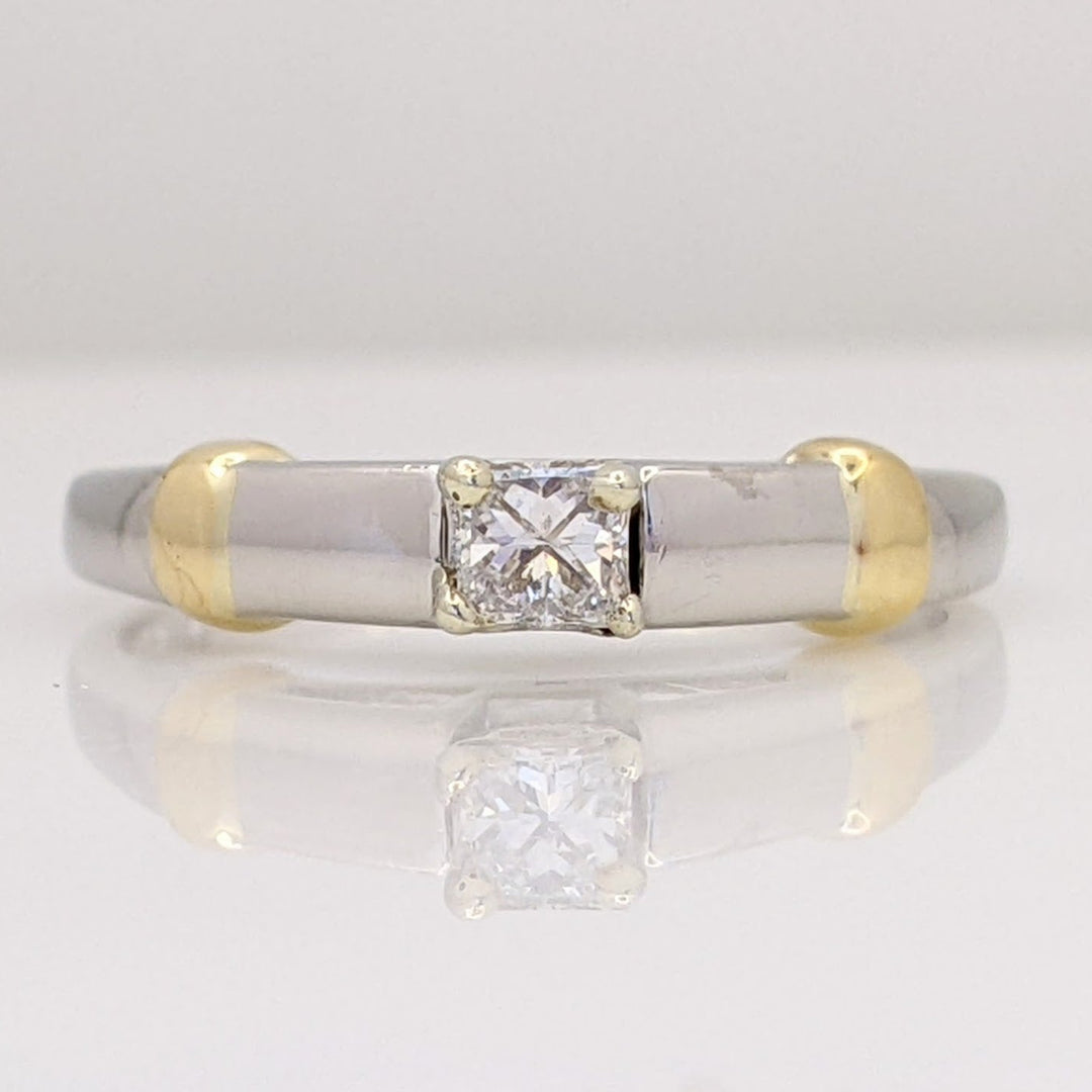 14K TWO-TONE .25 CARAT TOTAL I1 I DIAMOND PRINCESS CUT ESTATE RING 5.3 GRAMS