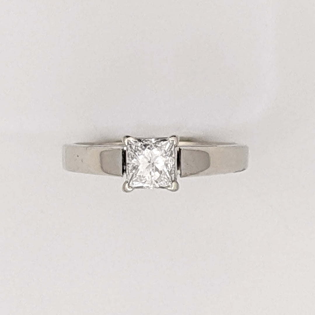 14K WHITE .47 CARAT TOTAL SI2 G DIAMOND PRINCESS CUT SOLITAIRE ESTATE RING 3.1 GRAMS