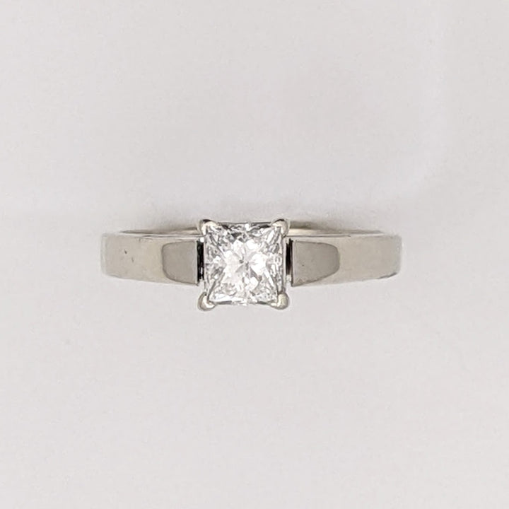 14K WHITE .47 CARAT TOTAL SI2 G DIAMOND PRINCESS CUT SOLITAIRE ESTATE RING 3.1 GRAMS