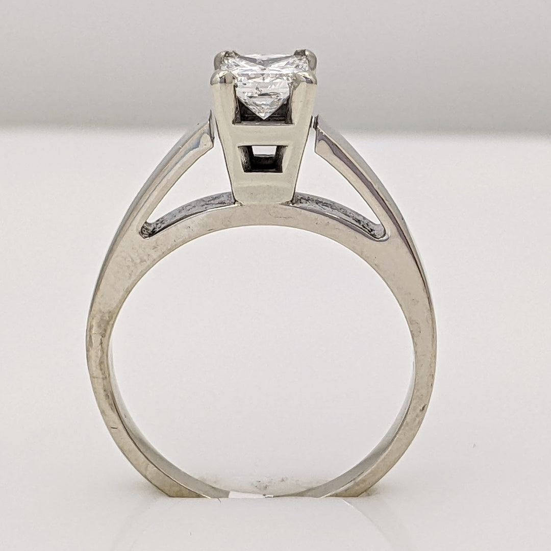 14K WHITE .47 CARAT TOTAL SI2 G DIAMOND PRINCESS CUT SOLITAIRE ESTATE RING 3.1 GRAMS
