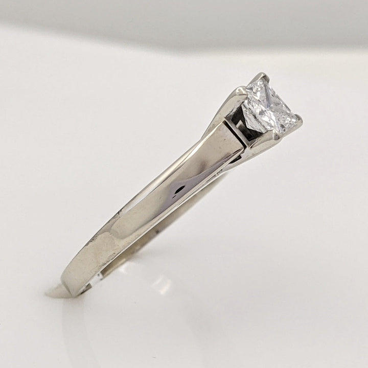 14K WHITE .47 CARAT TOTAL SI2 G DIAMOND PRINCESS CUT SOLITAIRE ESTATE RING 3.1 GRAMS