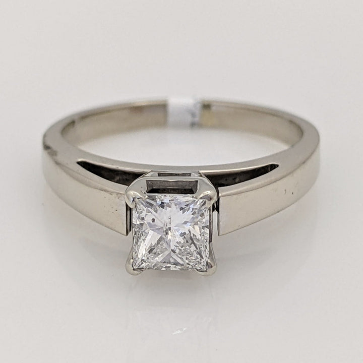 14K WHITE .47 CARAT TOTAL SI2 G DIAMOND PRINCESS CUT SOLITAIRE ESTATE RING 3.1 GRAMS