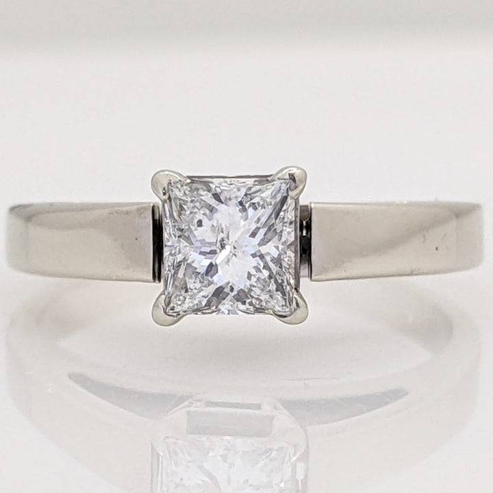 14K WHITE .47 CARAT TOTAL SI2 G DIAMOND PRINCESS CUT SOLITAIRE ESTATE RING 3.1 GRAMS