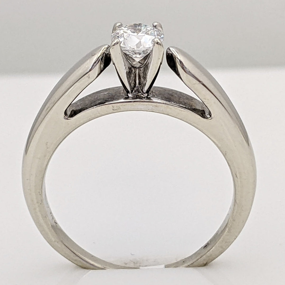 14K WHITE .33 CARAT TOTAL SI1 G DIAMOND ROUND RAISED SHANK SOLITAIRE ESTATE RING 4.1 GRAMS