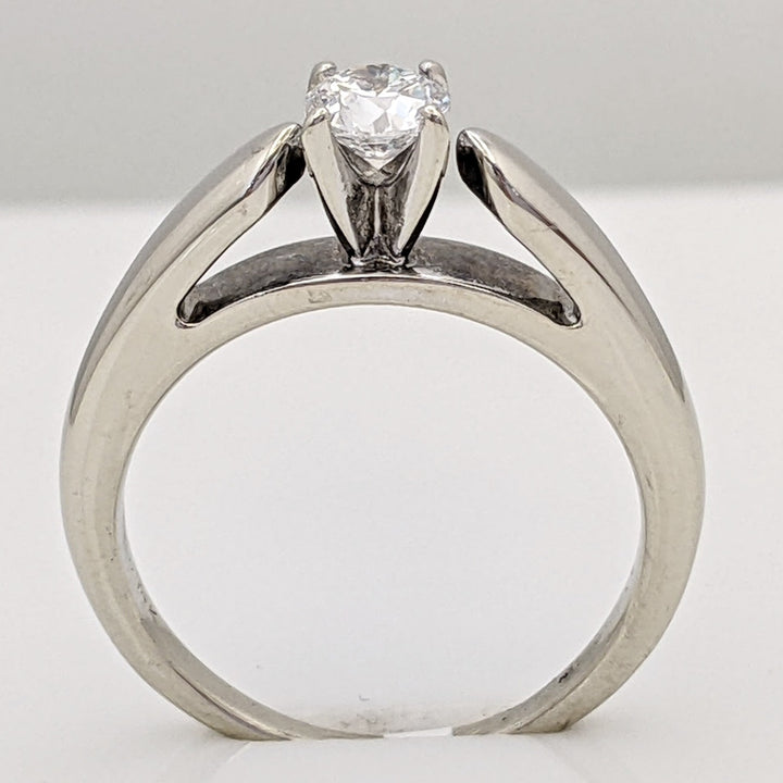 14K WHITE .33 CARAT TOTAL SI1 G DIAMOND ROUND RAISED SHANK SOLITAIRE ESTATE RING 4.1 GRAMS