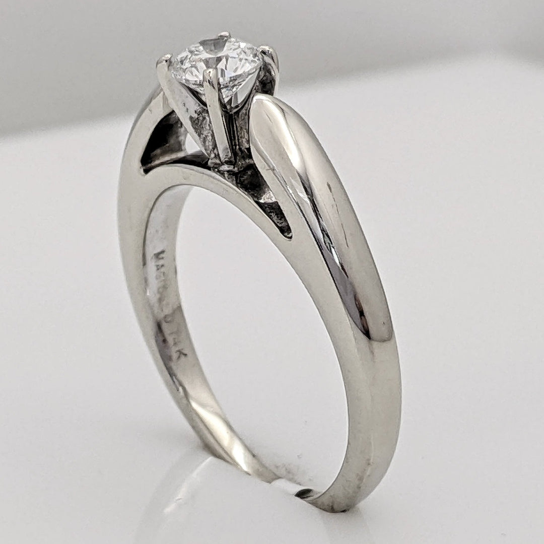 14K WHITE .33 CARAT TOTAL SI1 G DIAMOND ROUND RAISED SHANK SOLITAIRE ESTATE RING 4.1 GRAMS