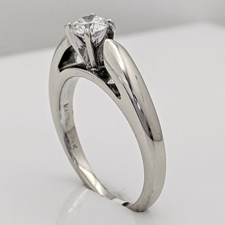 14K WHITE .33 CARAT TOTAL SI1 G DIAMOND ROUND RAISED SHANK SOLITAIRE ESTATE RING 4.1 GRAMS