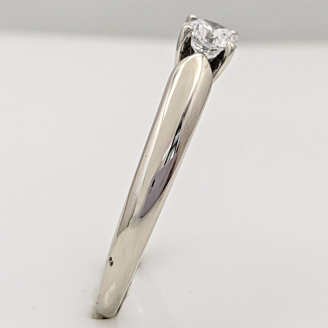 14K WHITE .33 CARAT TOTAL SI1 G DIAMOND ROUND RAISED SHANK SOLITAIRE ESTATE RING 4.1 GRAMS
