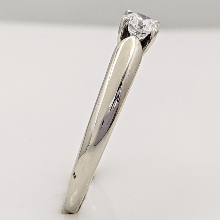 14K WHITE .33 CARAT TOTAL SI1 G DIAMOND ROUND RAISED SHANK SOLITAIRE ESTATE RING 4.1 GRAMS