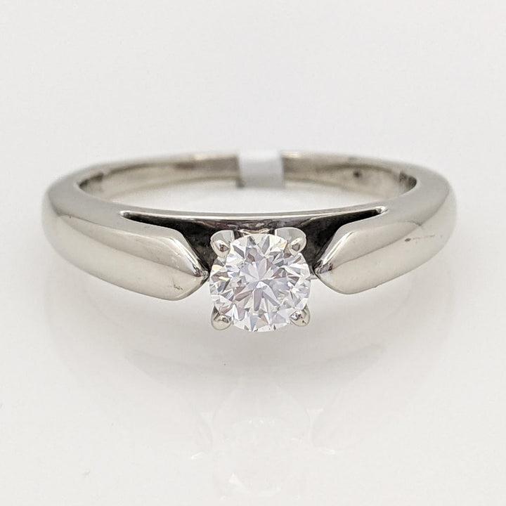14K WHITE .33 CARAT TOTAL SI1 G DIAMOND ROUND RAISED SHANK SOLITAIRE ESTATE RING 4.1 GRAMS