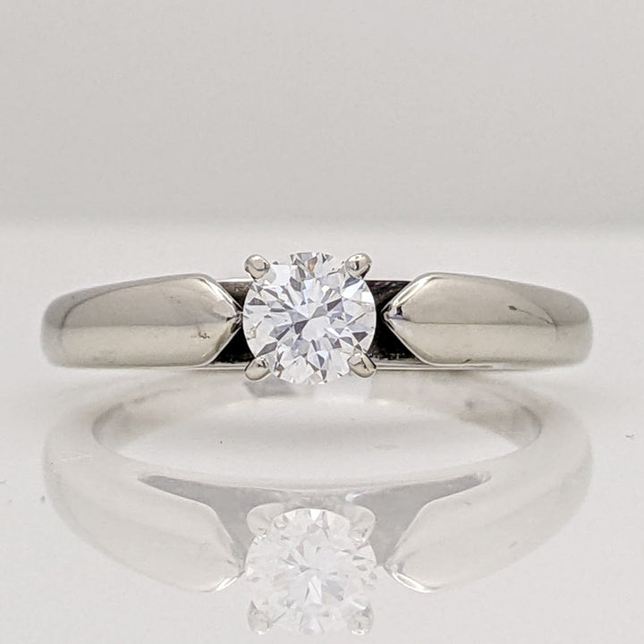 14K WHITE .33 CARAT TOTAL SI1 G DIAMOND ROUND RAISED SHANK SOLITAIRE ESTATE RING 4.1 GRAMS