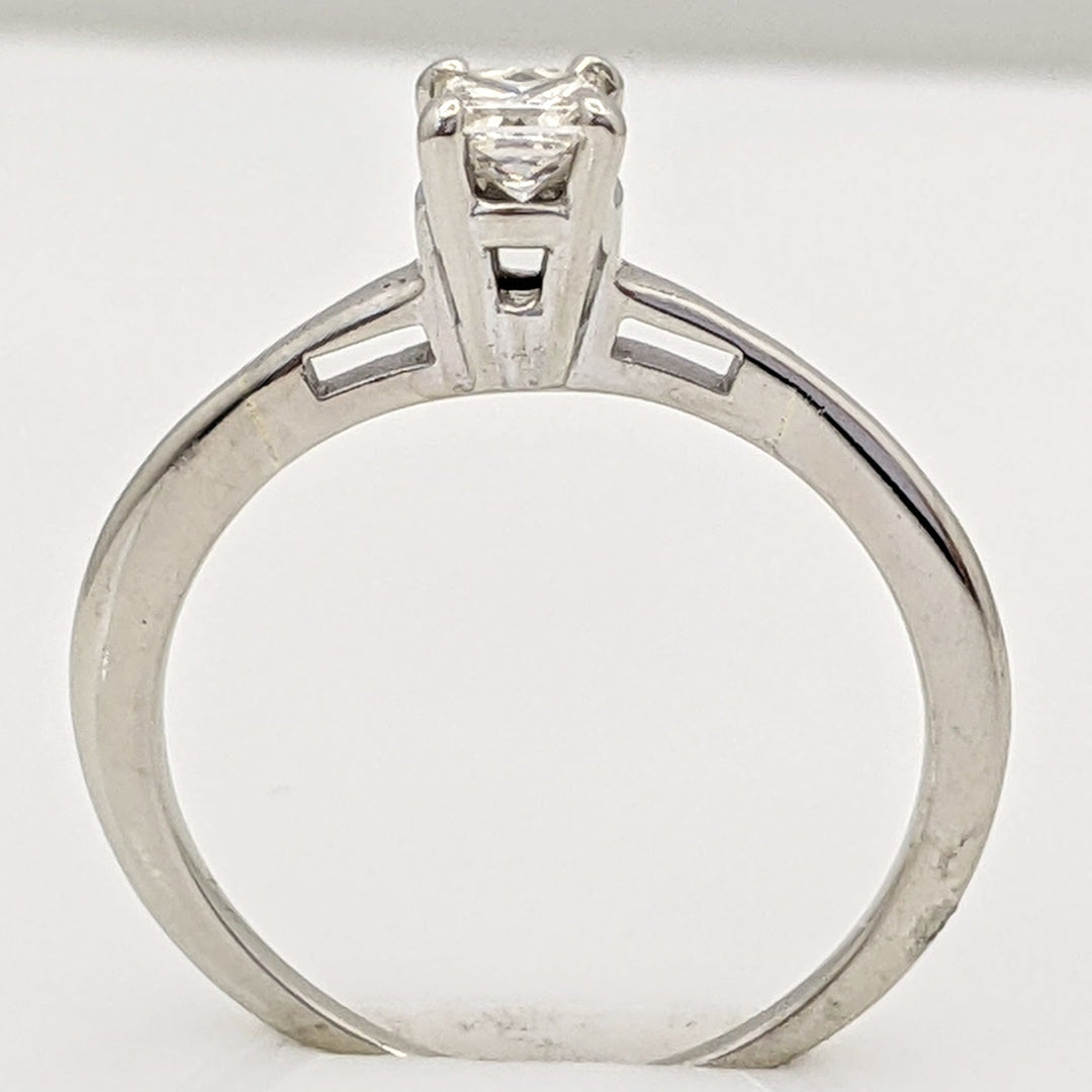 14K WHITE .21 CARAT TOTAL SI1 F DIAMOND PRINCESS CUT SOLITAIRE ESTATE RING 1.8 GRAMS