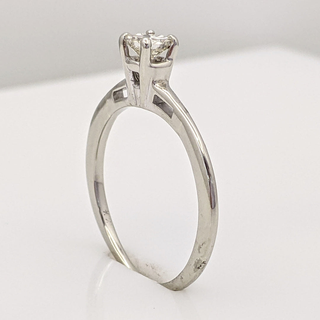14K WHITE .21 CARAT TOTAL SI1 F DIAMOND PRINCESS CUT SOLITAIRE ESTATE RING 1.8 GRAMS