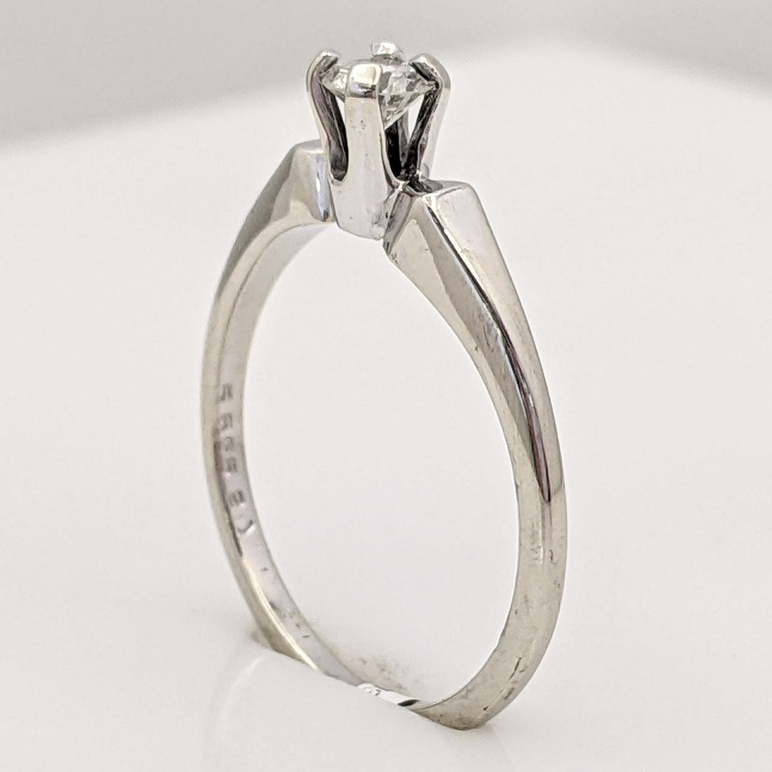 14K WHITE .20 CARAT TOTAL VS1 G DIAMOND ROUND ESTATE SOLITAIRE RING 2.1 GRAMS