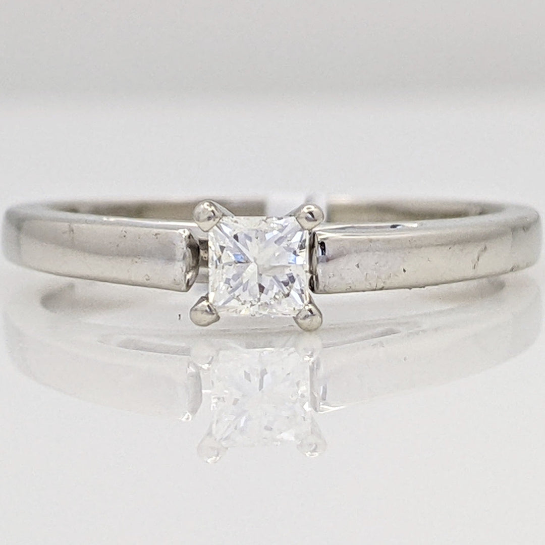 14K WHITE .18 CARAT TOTAL I1 H DIAMOND PRINCESS CUT RAISED SHANK SOLITAIRE ESTATE RING 2.5 GRAMS