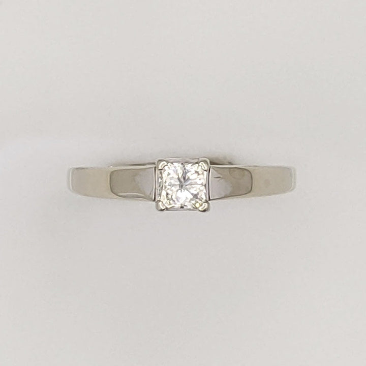 14K WHITE .33 CARAT TOTAL SI2 H DIAMOND PRINCESS CUT ESTATE RING 3.0 GRAMS
