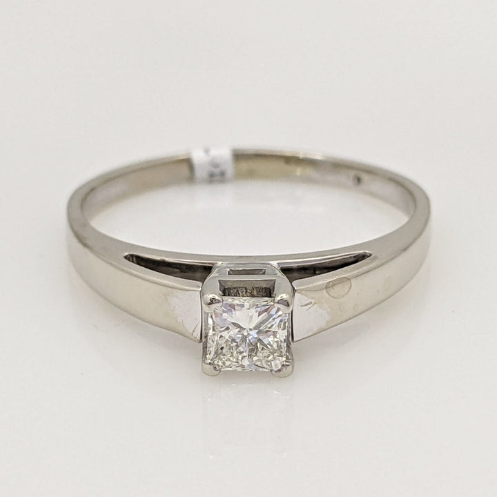 14K WHITE .33 CARAT TOTAL SI2 H DIAMOND PRINCESS CUT ESTATE RING 3.0 GRAMS