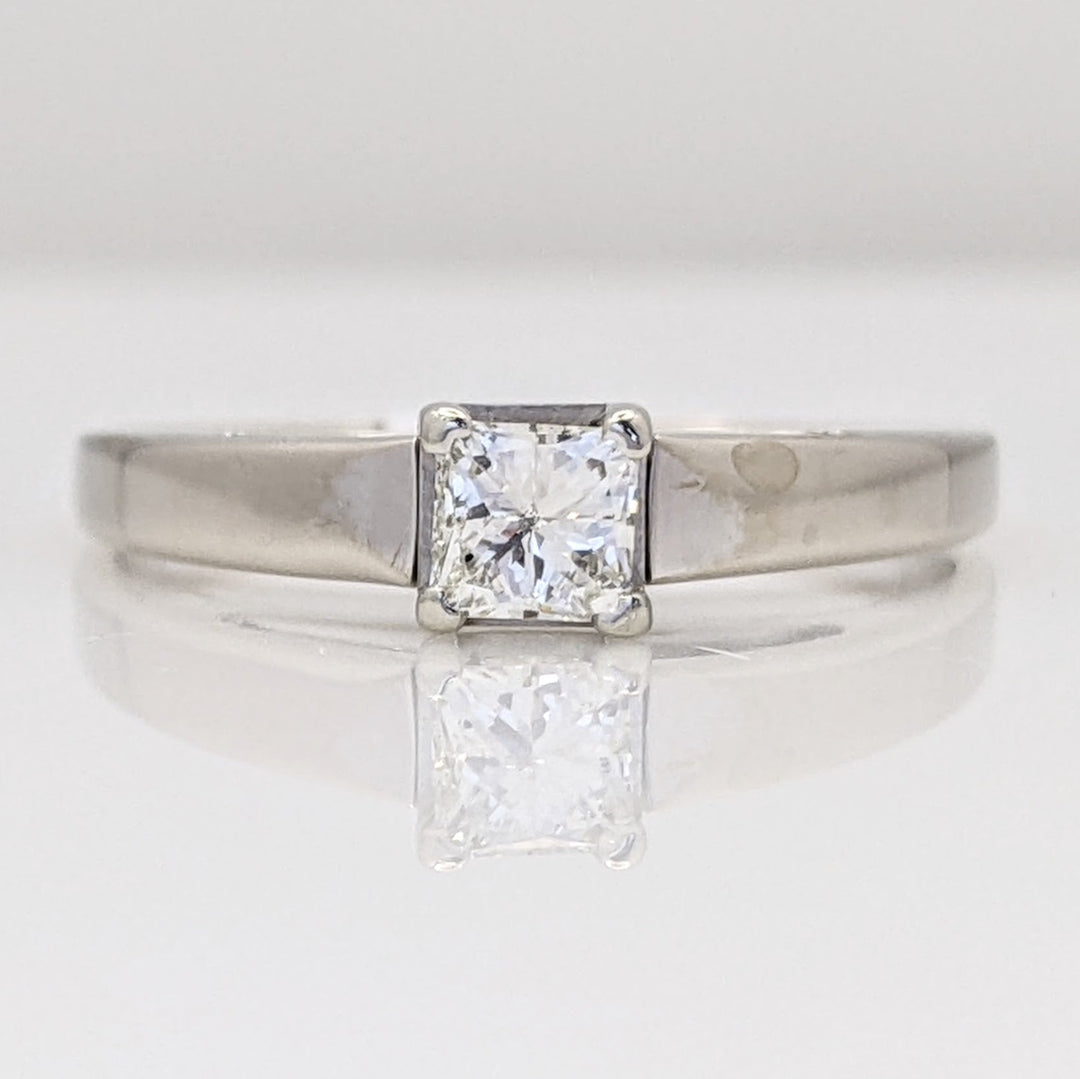 14K WHITE .33 CARAT TOTAL SI2 H DIAMOND PRINCESS CUT ESTATE RING 3.0 GRAMS