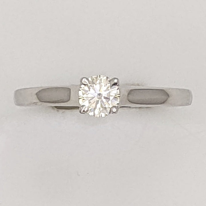 14K WHITE .30 CARAT TOTAL VS2 I DIAMOND ROUND ESTATE SOLITAIRE RING 1.6 GRAMS