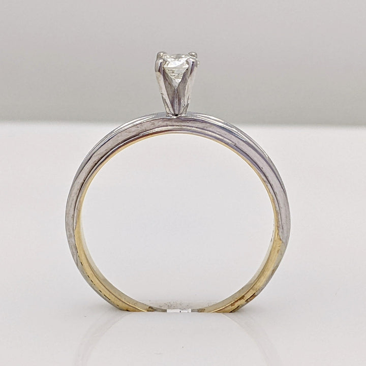 14K TWO-TONE .28 CARAT TOTAL SI I ROUND SOLITAIRE DIAMOND ESTATE 2.9 GRAMS