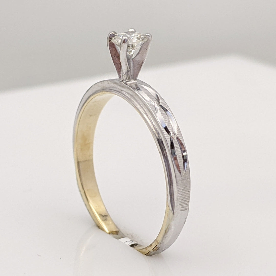 14K TWO-TONE .28 CARAT TOTAL SI I ROUND SOLITAIRE DIAMOND ESTATE 2.9 GRAMS