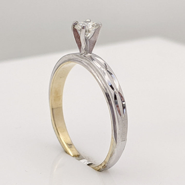 14K TWO-TONE .28 CARAT TOTAL SI I ROUND SOLITAIRE DIAMOND ESTATE 2.9 GRAMS