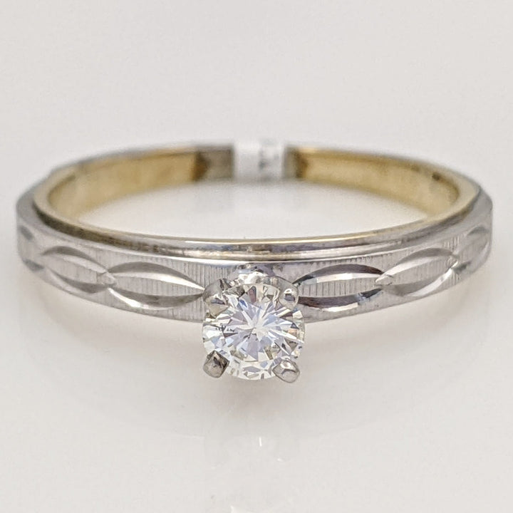 14K TWO-TONE .28 CARAT TOTAL SI I ROUND SOLITAIRE DIAMOND ESTATE 2.9 GRAMS
