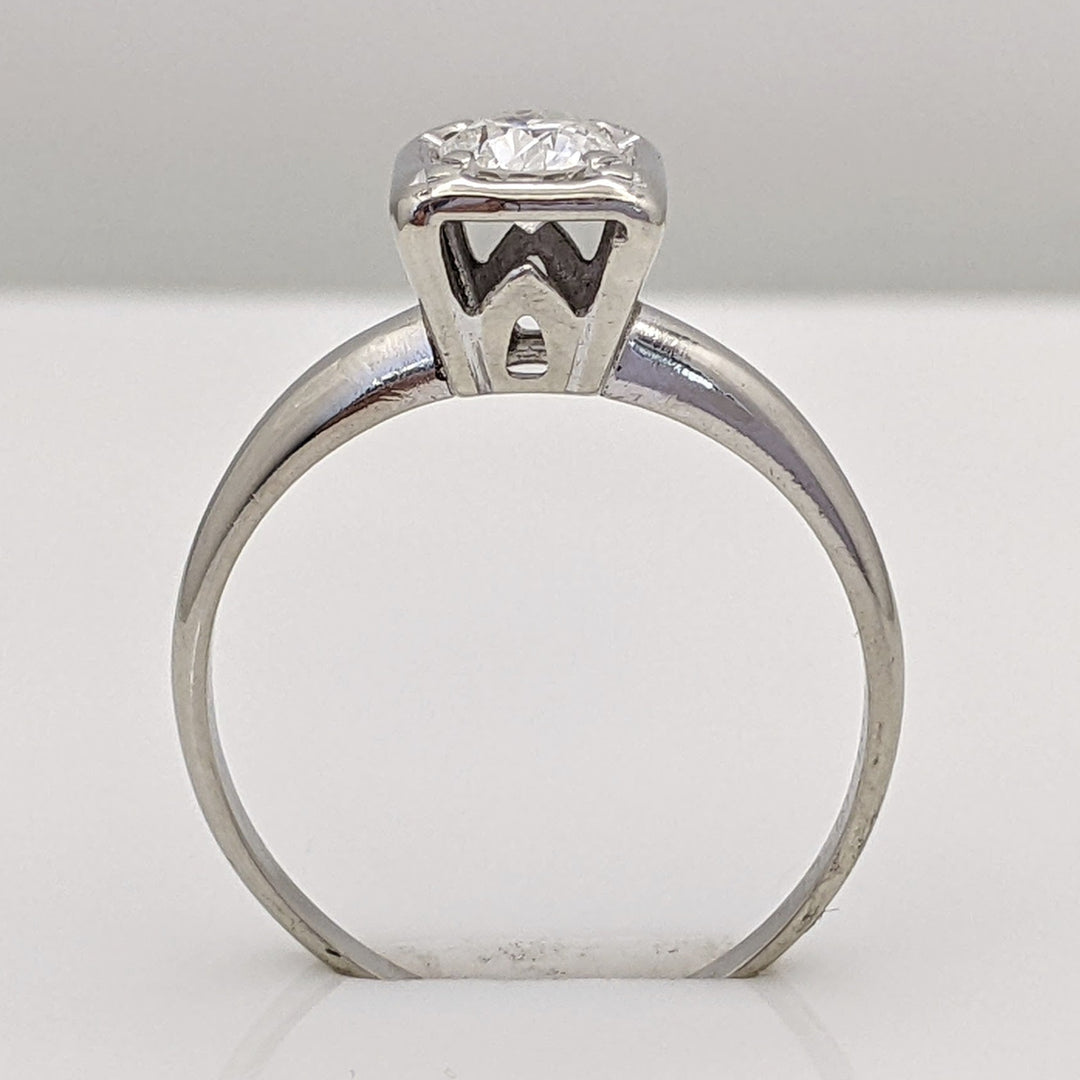 14K WHITE .43 CARAT TOTAL I2 H DIAMOND ROUND SQUARE HEAD SOLITAIRE ESTATE RING 2.2 GRAMS