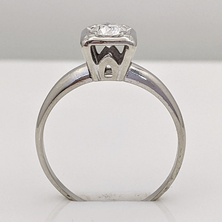 14K WHITE .43 CARAT TOTAL I2 H DIAMOND ROUND SQUARE HEAD SOLITAIRE ESTATE RING 2.2 GRAMS