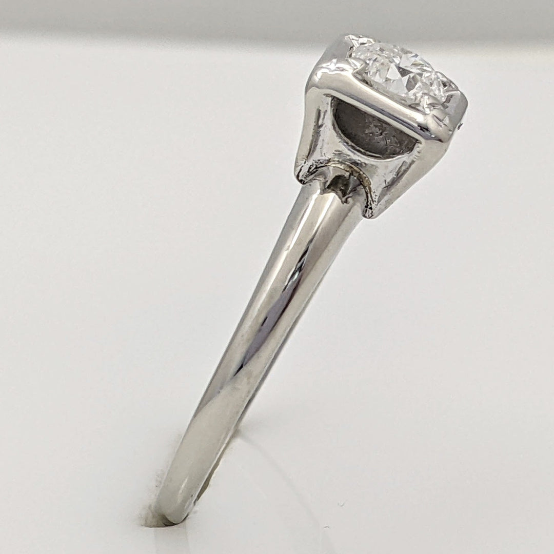 14K WHITE .43 CARAT TOTAL I2 H DIAMOND ROUND SQUARE HEAD SOLITAIRE ESTATE RING 2.2 GRAMS