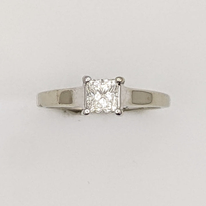 14K WHITE .38 CARAT TOTAL I1 J DIAMOND PRINCESS CUT SOLITAIRE ESTATE RING 1.9 GRAMS