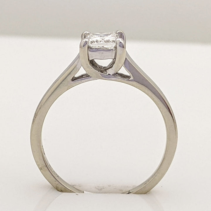 14K WHITE .38 CARAT TOTAL I1 J DIAMOND PRINCESS CUT SOLITAIRE ESTATE RING 1.9 GRAMS