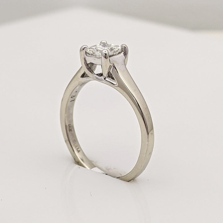 14K WHITE .38 CARAT TOTAL I1 J DIAMOND PRINCESS CUT SOLITAIRE ESTATE RING 1.9 GRAMS