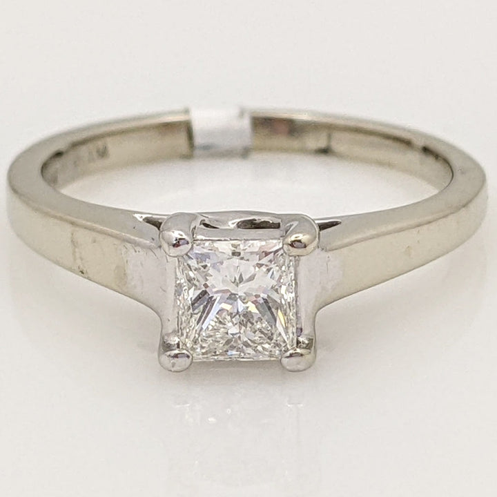 14K WHITE .38 CARAT TOTAL I1 J DIAMOND PRINCESS CUT SOLITAIRE ESTATE RING 1.9 GRAMS