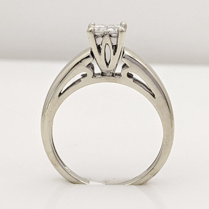 14K WHITE .36 CARAT TOTAL WEIGHT SI1 G DIAMOND PRINCESS CUT (4) ESTATE RING 2.9 GRAMS