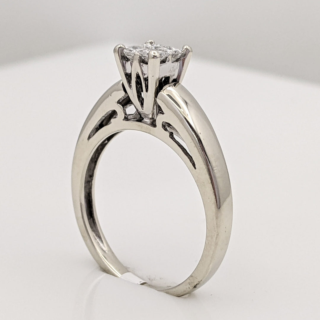 14K WHITE .36 CARAT TOTAL WEIGHT SI1 G DIAMOND PRINCESS CUT (4) ESTATE RING 2.9 GRAMS