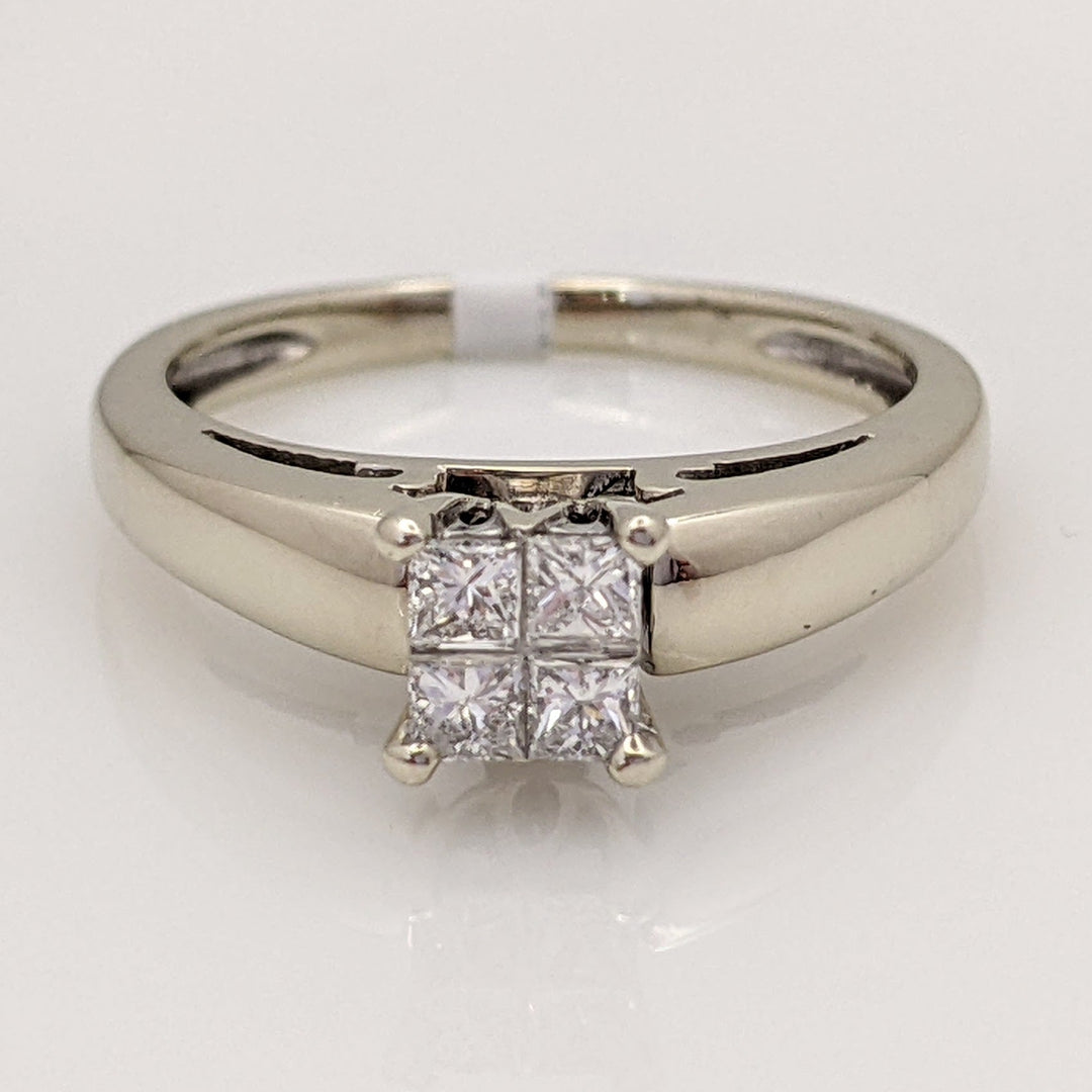 14K WHITE .36 CARAT TOTAL WEIGHT SI1 G DIAMOND PRINCESS CUT (4) ESTATE RING 2.9 GRAMS
