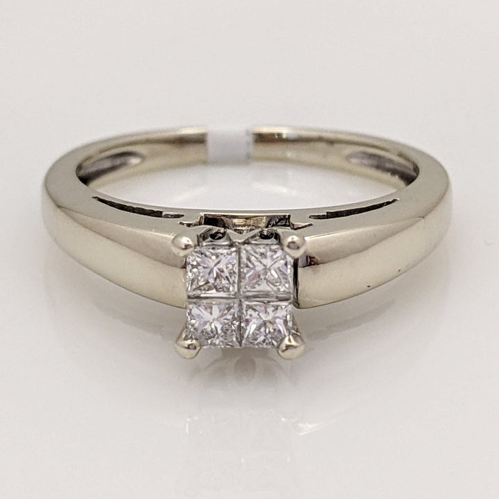 14K WHITE .36 CARAT TOTAL WEIGHT SI1 G DIAMOND PRINCESS CUT (4) ESTATE RING 2.9 GRAMS