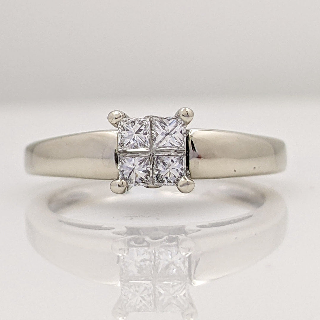 14K WHITE .36 CARAT TOTAL WEIGHT SI1 G DIAMOND PRINCESS CUT (4) ESTATE RING 2.9 GRAMS