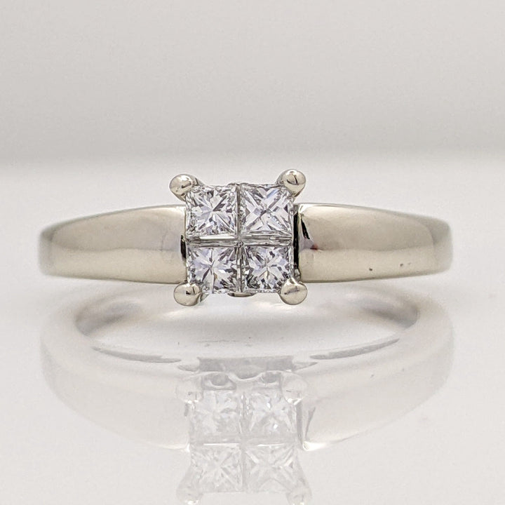 14K WHITE .36 CARAT TOTAL WEIGHT SI1 G DIAMOND PRINCESS CUT (4) ESTATE RING 2.9 GRAMS